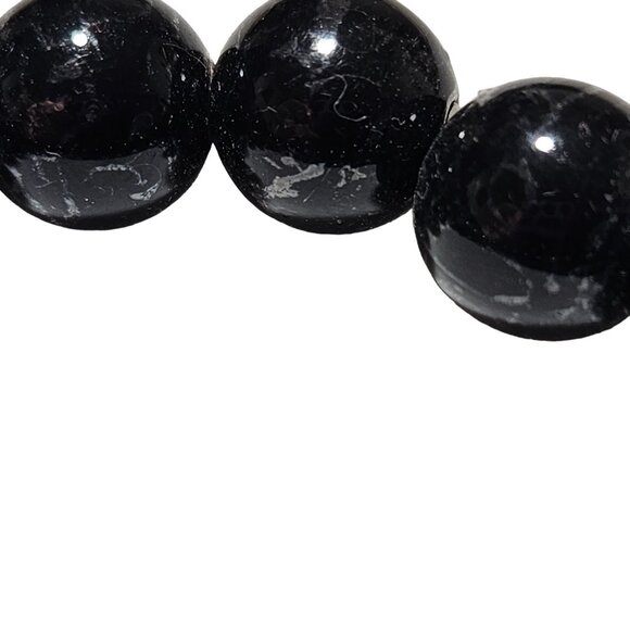 Black Snowflake Obsidian Beaded Stretch Bracelet Protection Spiritual Boho - Picture 2 of 3